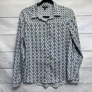 Maison Coupe blouse shirt Geo Art floral button-down collar white blue grey